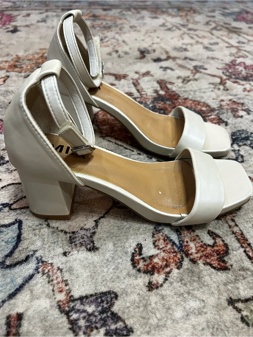 MIA Women's Ivory Ankle-Strap Block Heels
